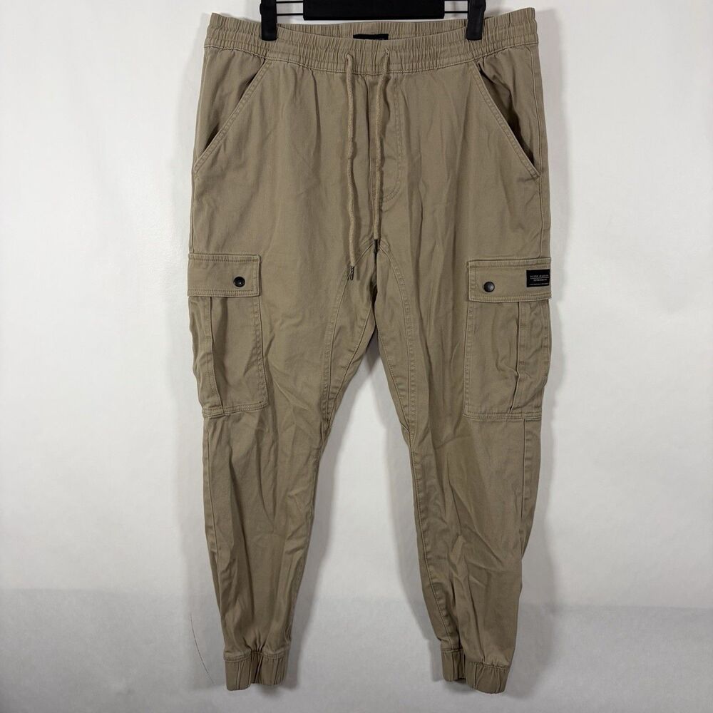 Silver Jeans Co Cargo Jogger Pants Mens Size Large Beige Khaki 34x29 Stretch